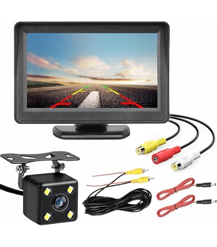 Amazon.co.jp: Padarsey 7インチモニター 2系統の映像入力 12V-24V車用